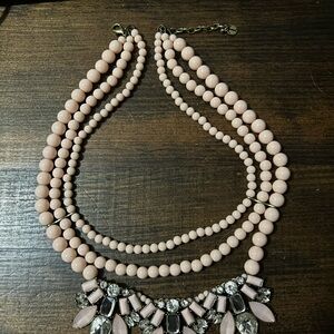 Talbots Pink Multi-Strand Beaded Necklace with Crystal Accent oddity